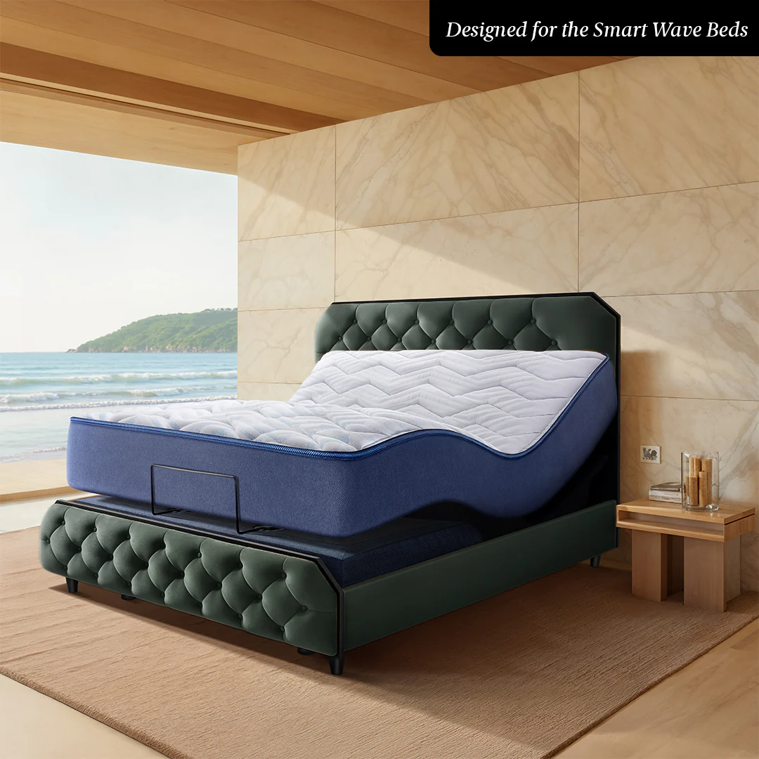 Wave Plus Adjustable Bed + Serene Upholstered Bed (Green)+ Livein Duropedic Mattress 8" - Image 3