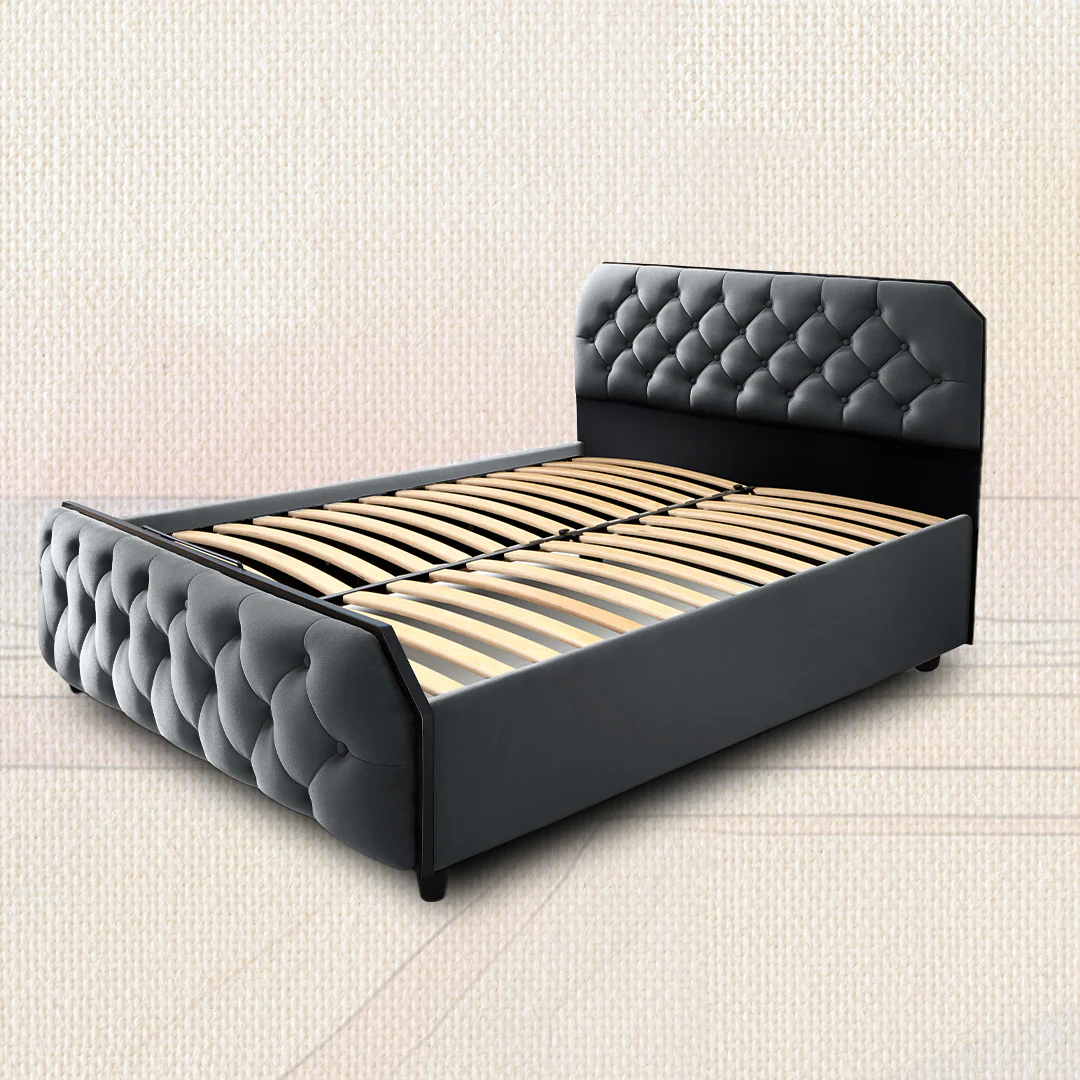 Wave Plus Adjustable Bed + Serene Upholstered Bed (Grey)+ Quboid Mattress 8" - Image 9