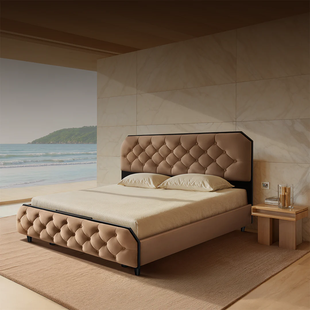 Wave Plus Adjustable Bed with Serene Upholstered Bed and SuperGrid-Brown - Image 2