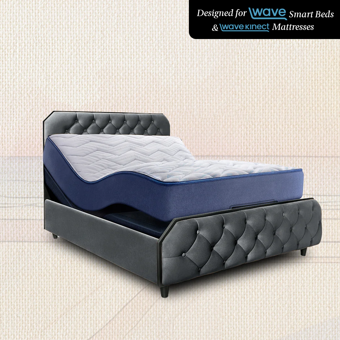 Wave Plus Adjustable Bed with Serene Upholstered Bed and SuperGrid-Grey - Image 4