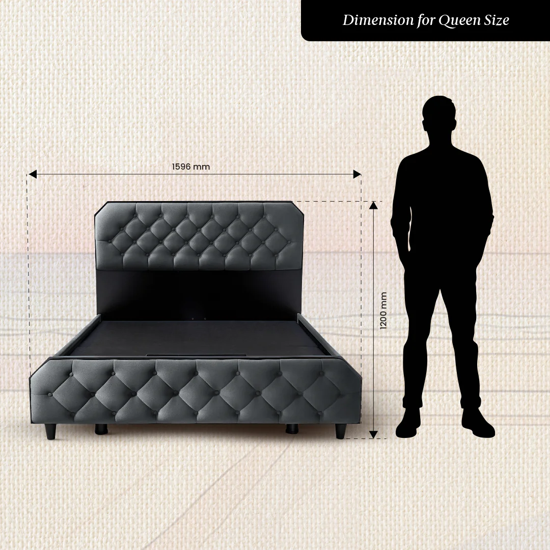Wave Twin Adjustable Bed with Serene Grey (Stormy Weather) Upholstered Bed with Quboid 8" (20.3 cm), and 2 Fitted Bedsheets - Image 11