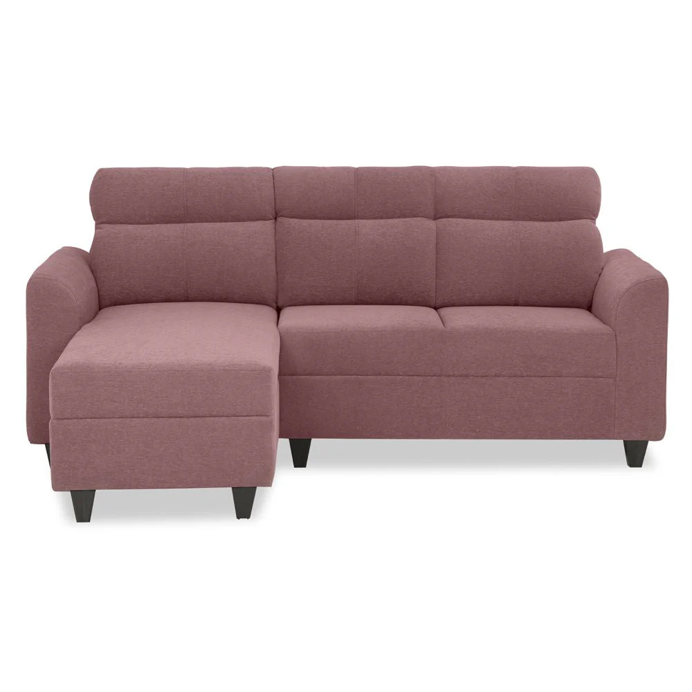 Zivo Plus Dusky Pink Fabric 2 Seater Sofa with Lounger - Image 2