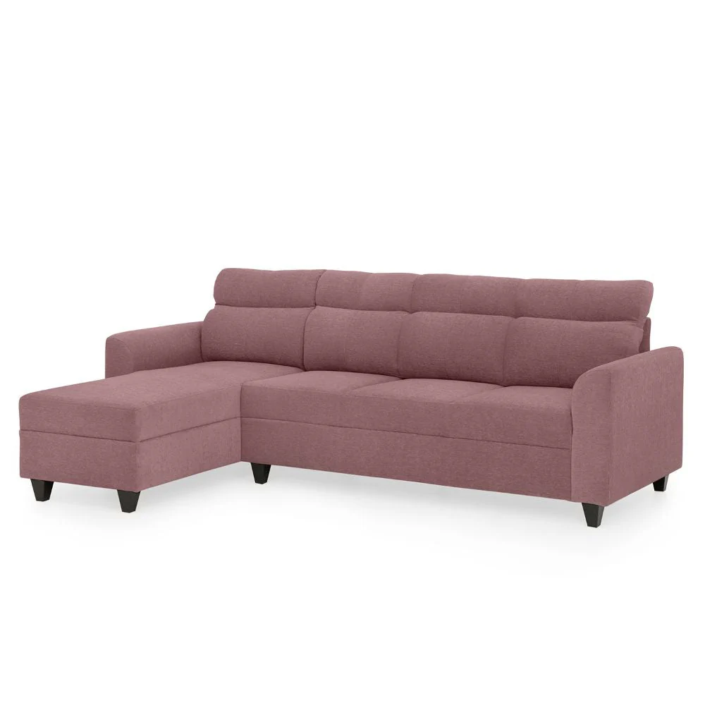 Zivo Plus Dusky Pink Fabric Sofa Set 3 Seater Sofa with Lounger - Image 3
